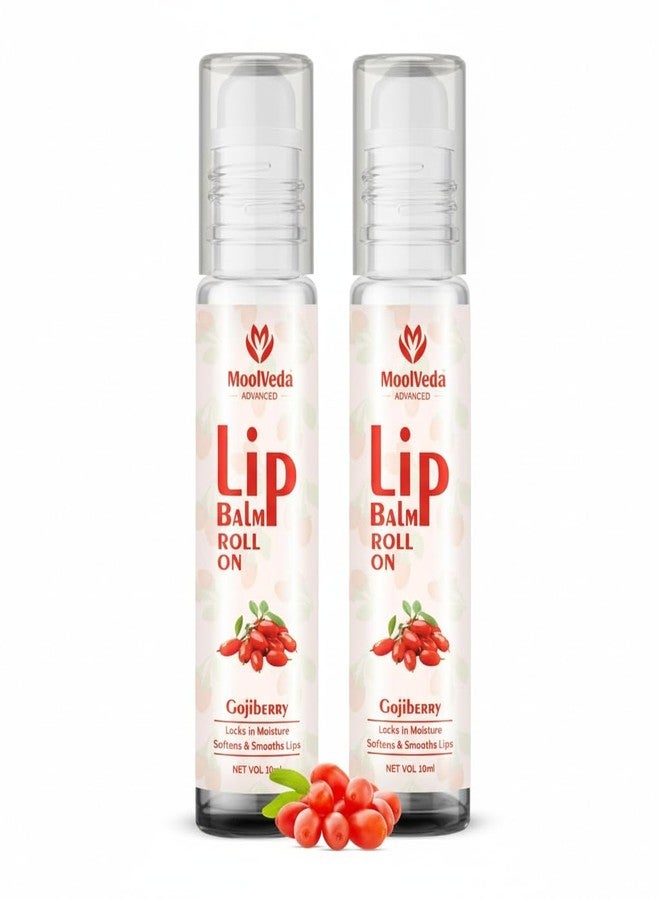 Moolveda Lip Balm Roll on with Gojiberry & 100% edible ingredients & no chemicals, 10ml, Pack of 2 - Image 1